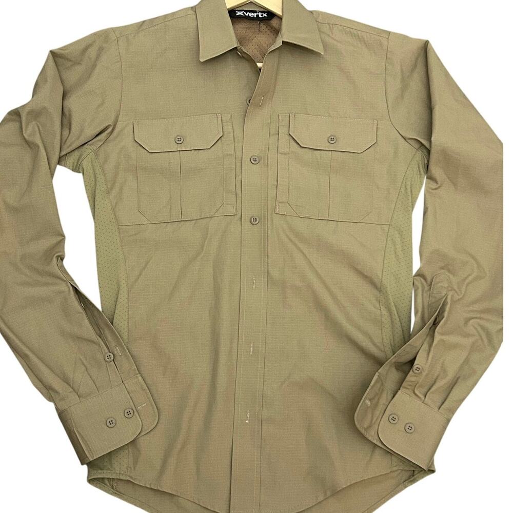Vertx Men's Tan Casual Button Down Shirt